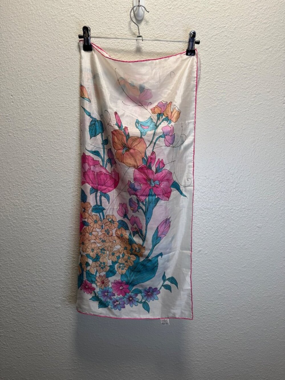 Floral Hand-Printed Pure Silk Scarf Multicolor Design  Lightweight & Elegant